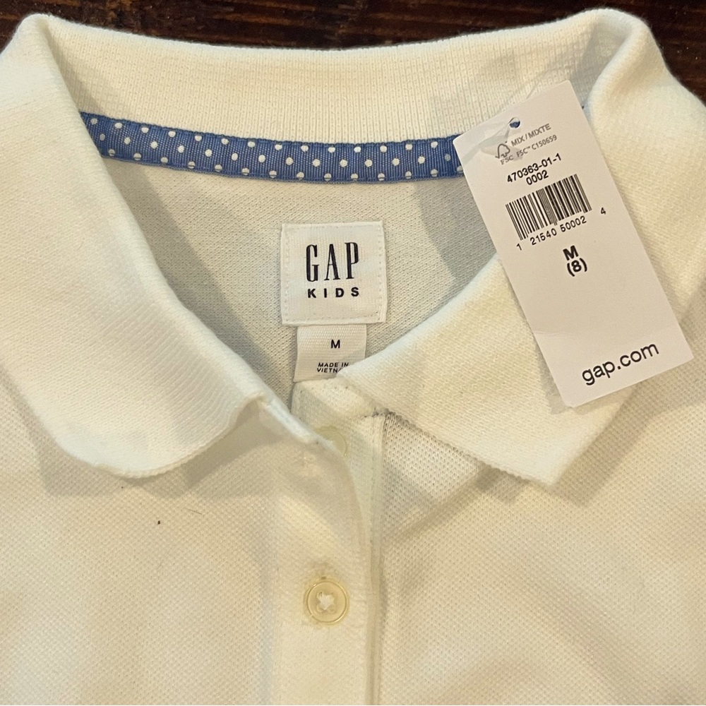 Gap girls, long sleeve white polo size medium 10 brand new with tags!